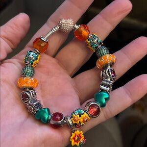 S925 bracelet with fall colored charms